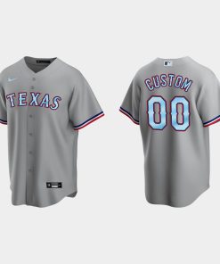 Custom Texas Rangers 2022 Father's Day Cool Base Jersey Gray