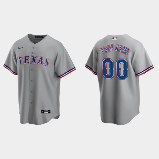 Custom Texas Rangers Gray Cool Base Road Jersey