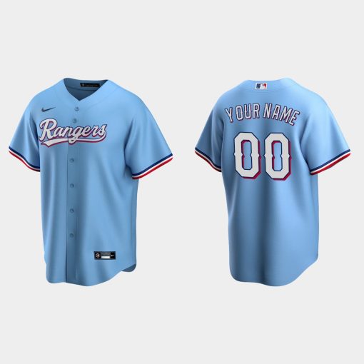 Custom Texas Rangers Light Blue Cool Base Alternate Jersey