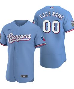 Custom Texas Rangers Light Blue Flex Base Jersey
