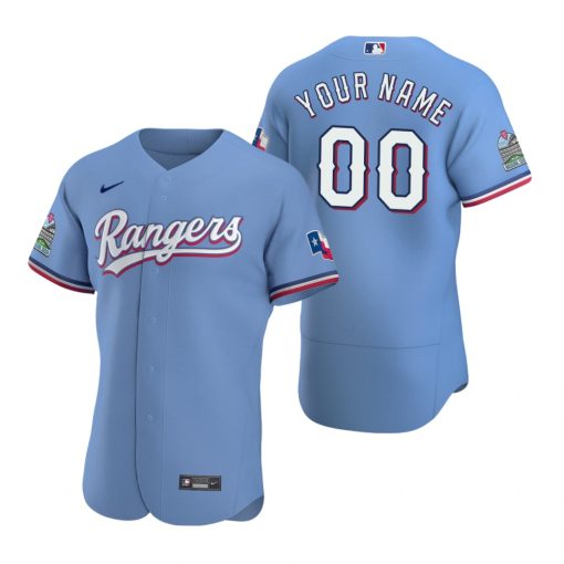 Custom Texas Rangers Light Blue Flex Base Jersey