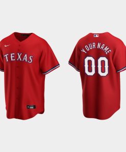 Custom Texas Rangers Red Cool Base Alternate Jersey