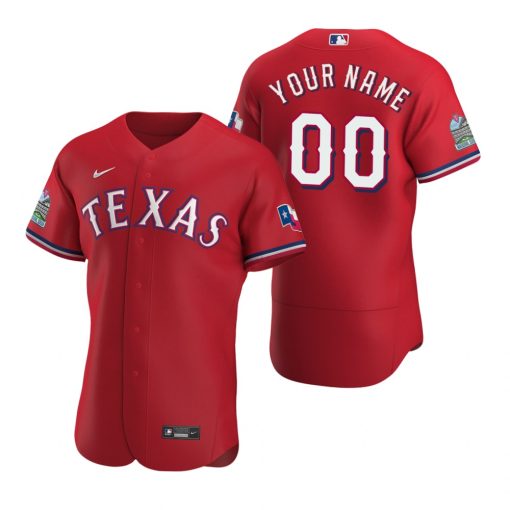 Custom Texas Rangers Scarlet Flex Base Jersey