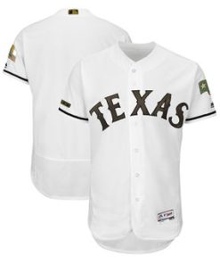 Custom Texas Rangers White 2018 Memorial Day Collection Flex Base Team Jersey
