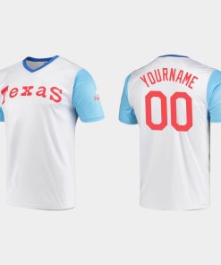 Custom Texas Rangers White Cooperstown Collection Stitches Wordmark Jersey