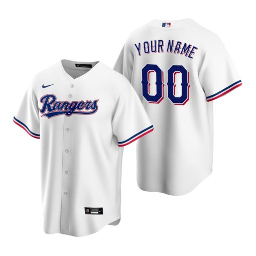 Custom Texas Rangers White Cool Base Home Jersey