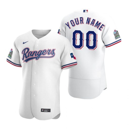 Custom Texas Rangers White Flex Base 2020 Home Jersey