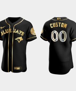 Custom Toronto Blue Jays Gold Edition Flex Base Jersey Black