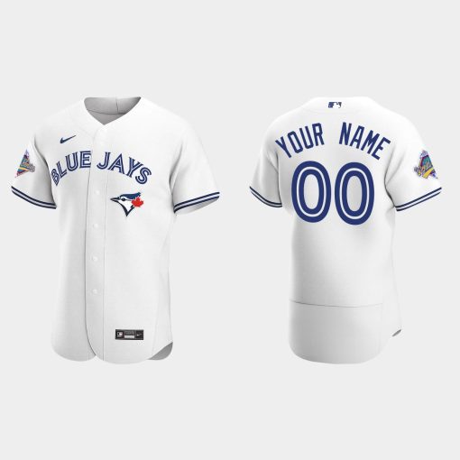 Custom Toronto Blue Jays 1992 World Series Patch Flex Base Jersey White