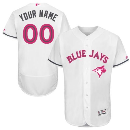 Custom Toronto Blue Jays 2016 Mothers Day Fashion White Flexbase Collection Jersey