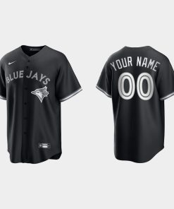 Custom Toronto Blue Jays 2021 All Black Fashion Cool Base Jersey Black White
