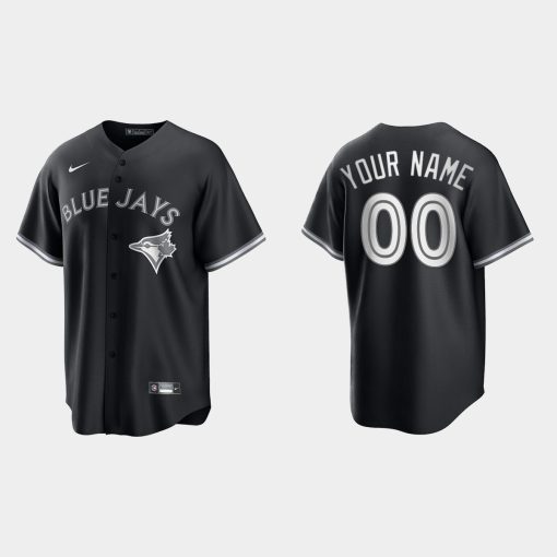 Custom Toronto Blue Jays 2021 All Black Fashion Cool Base Jersey Black White