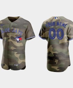 Custom Toronto Blue Jays 2021 National Armed Forces Day Flex Base Jersey Camo
