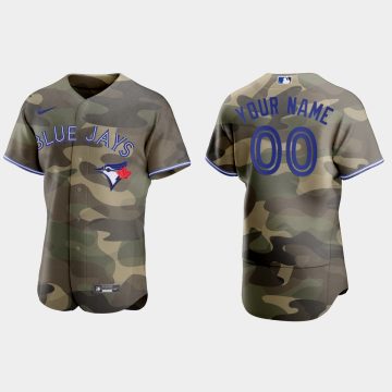 Custom Toronto Blue Jays 2021 National Armed Forces Day Flex Base Jersey Camo