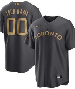 Custom Toronto Blue Jays Active Player Charcoal 2022 All-star Cool Base Stitched Baseball Jersey