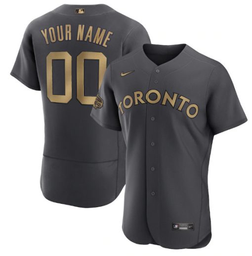 Custom Toronto Blue Jays Active Player Charcoal 2022 All Star Flex Base Jersey