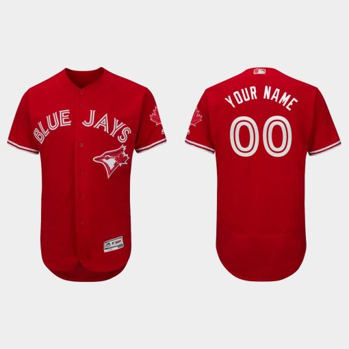 Custom Toronto Blue Jays Canada Day Flex Base Jersey Scarlet