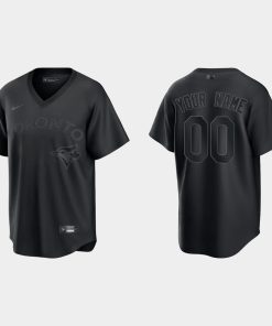 Custom Toronto Blue Jays Pitch Black Fashion Cool Base Jersey Black