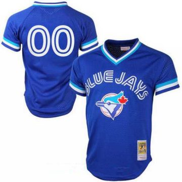Custom Toronto Blue Jays Royal Blue Mesh Batting Practice Throwback Cooperstown Collection Baseball Jersey