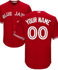 Custom Toronto Blue Jays Scarlet Red 2017 Cool Base Jersey