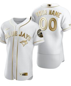 Custom Toronto Blue Jays White Flex Base Golden Edition Jersey