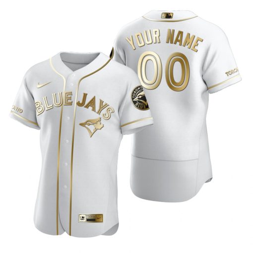 Custom Toronto Blue Jays White Flex Base Golden Edition Jersey