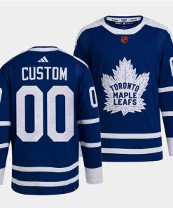 Custom Toronto Maple Leafs Black Blue 2022 Reverse Retro Stitched Jersey
