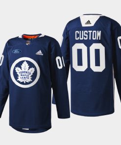 Custom Toronto Maple Leafs Primary Logo Navy Warm Up 2022 Jersey