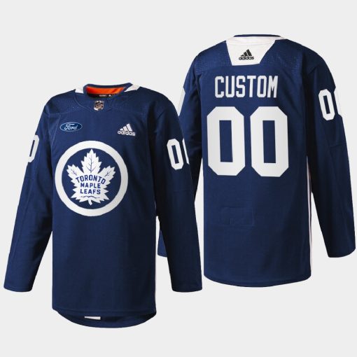 Custom Toronto Maple Leafs Primary Logo Navy Warm Up 2022 Jersey