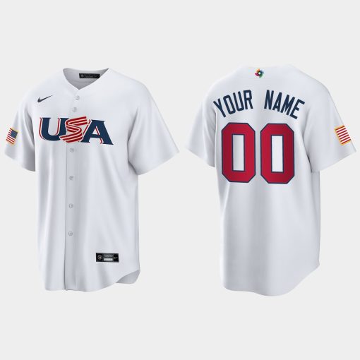 Custom Usa 2023 World Baseball Classic Cool Base Jersey White