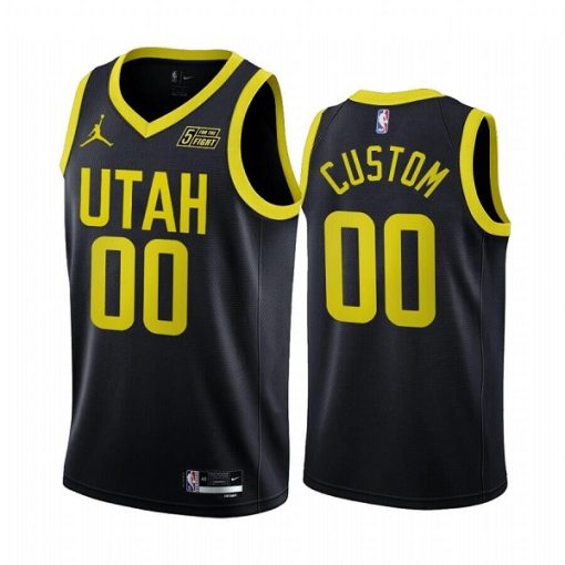 Custom Utah Jazz 2022-23 Black Association Edition Stitched Basketball Jersey