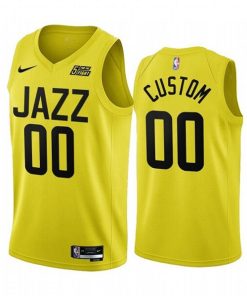 Custom Utah Jazz 2022-23 Yellow Association Edition Stitched Basketball Jersey