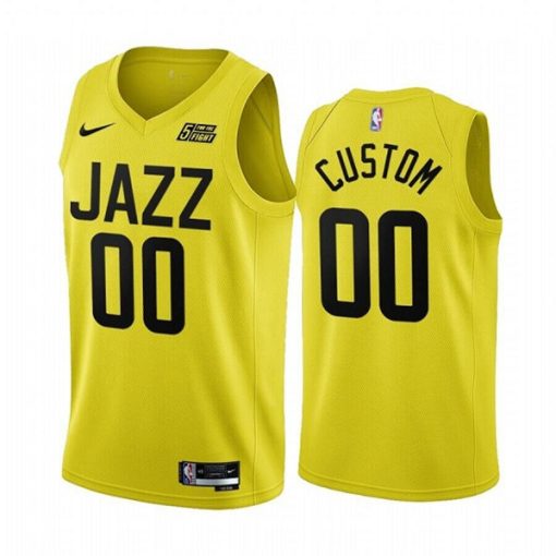 Custom Utah Jazz 2022-23 Yellow Association Edition Stitched Basketball Jersey