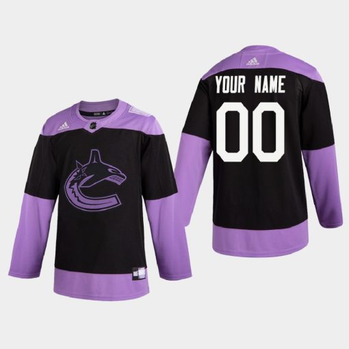 Custom Vancouver Canucks 2020 Hockey Fights Cancer Practice Black Jersey