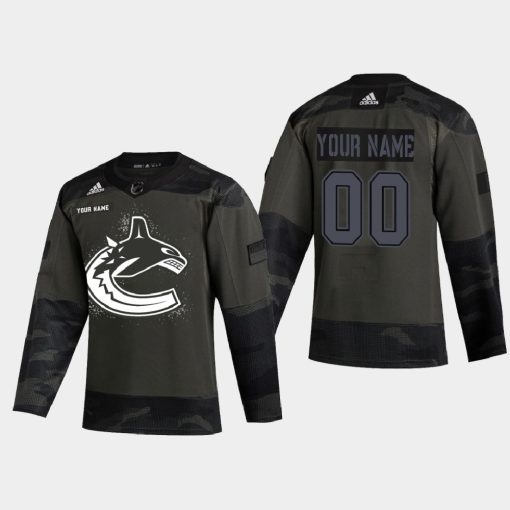 Custom Vancouver Canucks 2021 Armed Forces Night Warm-up Camo Jersey