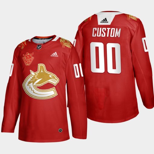 Custom Vancouver Canucks 2021 Chinese New Year Red Jersey