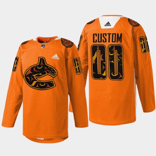 Custom Vancouver Canucks 2022 First Nations Night Orange Every Child Matters Jersey