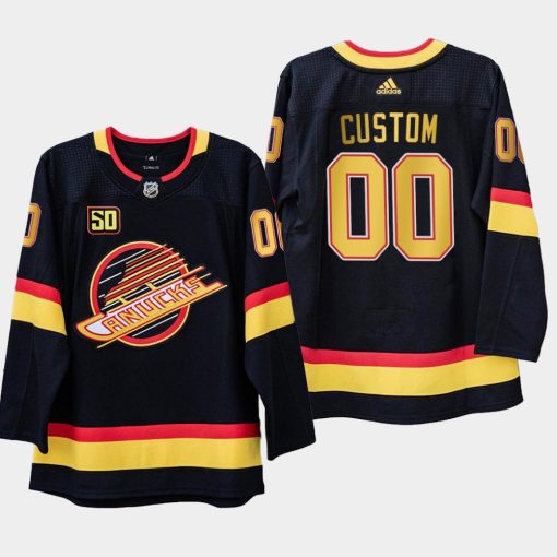 Custom Vancouver Canucks 50th Anniversary Black 1989 Flying Skate Jersey