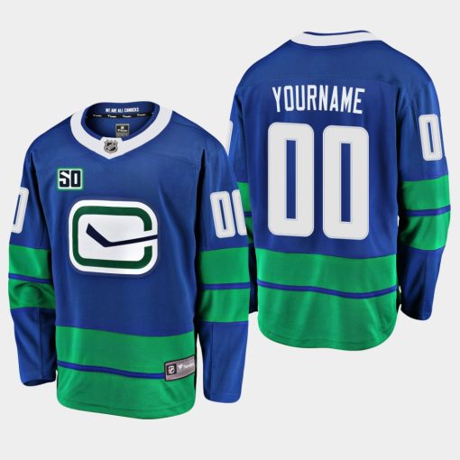 Custom Vancouver Canucks 50th Anniversary Blue Alternate Jersey