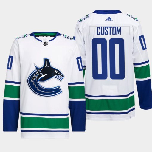 Custom Vancouver Canucks Away White Primegreen Pro 2022 Jersey