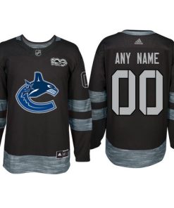 Custom Vancouver Canucks Black 1917-2017 100th Anniversary Jersey