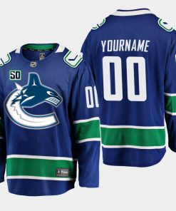 Custom Vancouver Canucks Blue 50th Anniversary Home Player Jersey