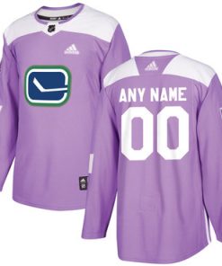 Custom Vancouver Canucks Purple Pink Hockey Fights Cancer Practice Jersey