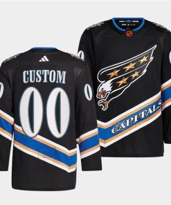 Custom Washington Capitals Black 2022-23 Reverse Retro Stitched Jersey