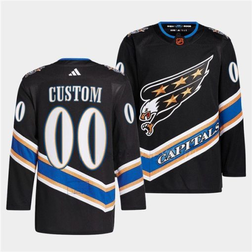 Custom Washington Capitals Black 2022-23 Reverse Retro Stitched Jersey