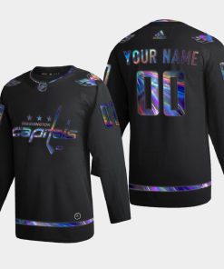 Custom Washington Capitals Iridescent Holographic Black Jersey