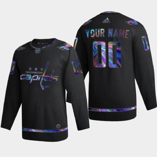 Custom Washington Capitals Iridescent Holographic Black Jersey