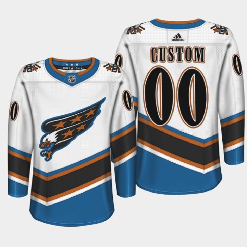 Custom Washington Capitals Screaming Eagle White Throwback 2022 Jersey