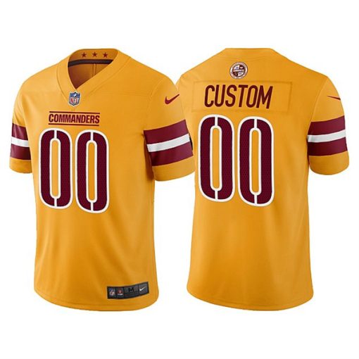 Custom Washington Commanders 2022 Gold Vapor Untouchable Stitched Jersey