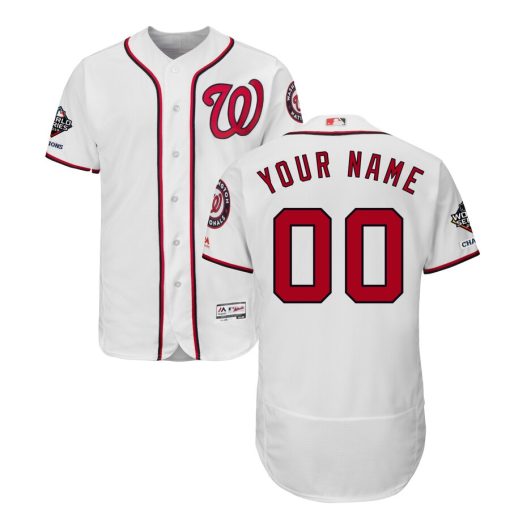 Custom Washington Nationals 2019 World Series Champions Home Flex Base White Jersey